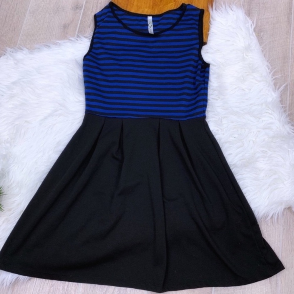 Ginger G Striped Sleeveless Fit & Flare Dress